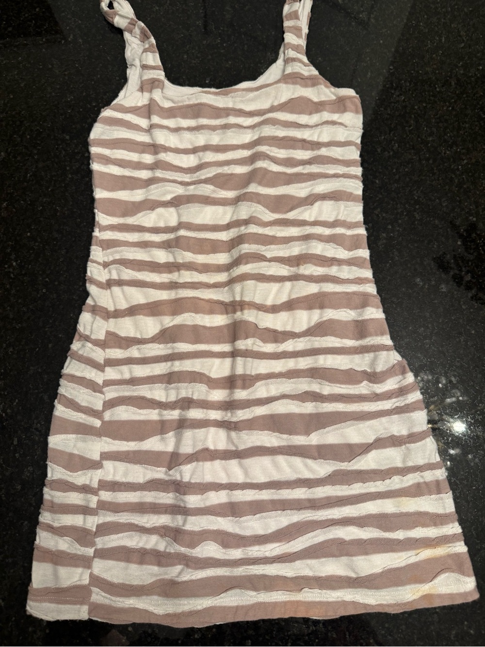 Free People Striped Mini Dress in Beige and White